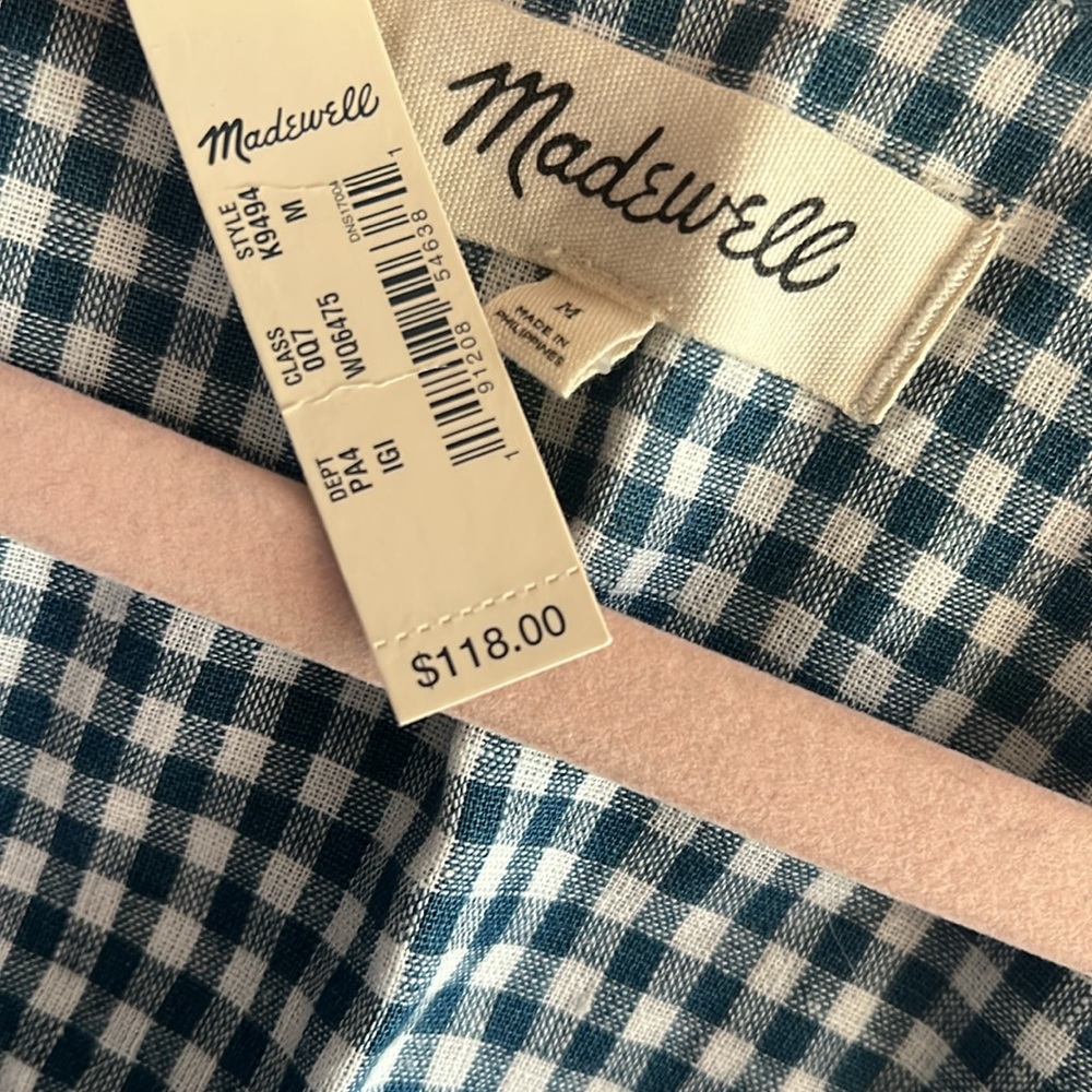 Madewell || Gingham Shirred-Sleeve Wrap Dress - Picture 7 of 7